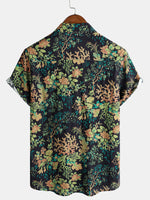 Hawaiian Short-Sleeve Botanical Print Pocket Shirt