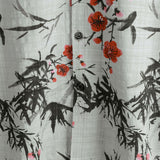Vintage Summer Shirt with Red Floral Pattern, Short Sleeves