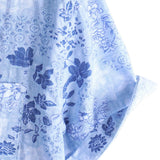 Retro Cotton Shirt with Short Sleeves in Flowers Blue for Men