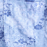 Retro Cotton Shirt with Short Sleeves in Flowers Blue for Men