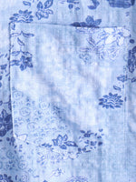 Retro Cotton Shirt with Short Sleeves in Flowers Blue for Men