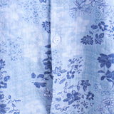 Retro Cotton Shirt with Short Sleeves in Flowers Blue for Men