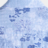 Retro Cotton Shirt with Short Sleeves in Flowers Blue for Men