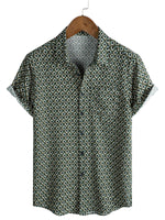 Casual Shirt with Short Sleeves, Geometric Pattern for Men
