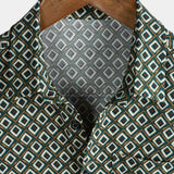 Casual Shirt with Short Sleeves, Geometric Pattern for Men