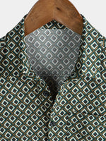 Casual Shirt with Short Sleeves, Geometric Pattern for Men