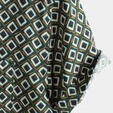 Casual Shirt with Short Sleeves, Geometric Pattern for Men