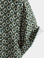 Casual Shirt with Short Sleeves, Geometric Pattern for Men