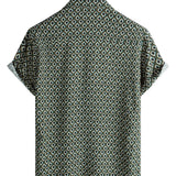 Casual Shirt with Short Sleeves, Geometric Pattern for Men
