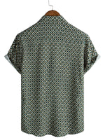 Casual Shirt with Short Sleeves, Geometric Pattern for Men
