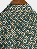 Casual Shirt with Short Sleeves, Geometric Pattern for Men