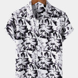 White Tropical Floral Buttoned Short Sleeve Shirt