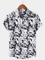 White Tropical Floral Buttoned Short Sleeve Shirt