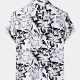 White Tropical Floral Buttoned Short Sleeve Shirt
