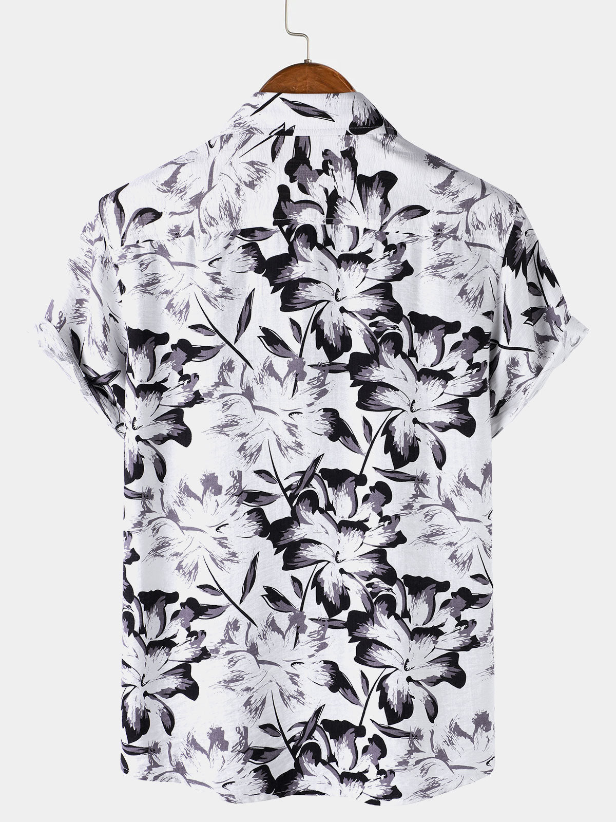 White Tropical Floral Buttoned Short Sleeve Shirt