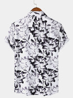 White Tropical Floral Buttoned Short Sleeve Shirt