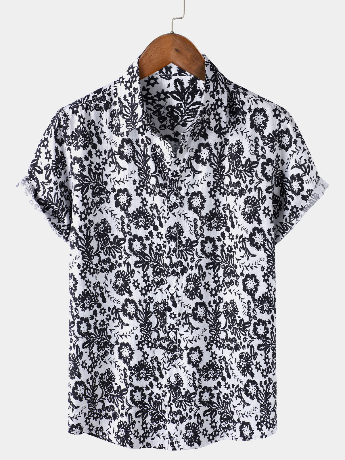 Casual Short-Sleeve Floral Print Shirt