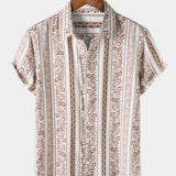Vintage Ethnic Print Short Sleeve Shirt