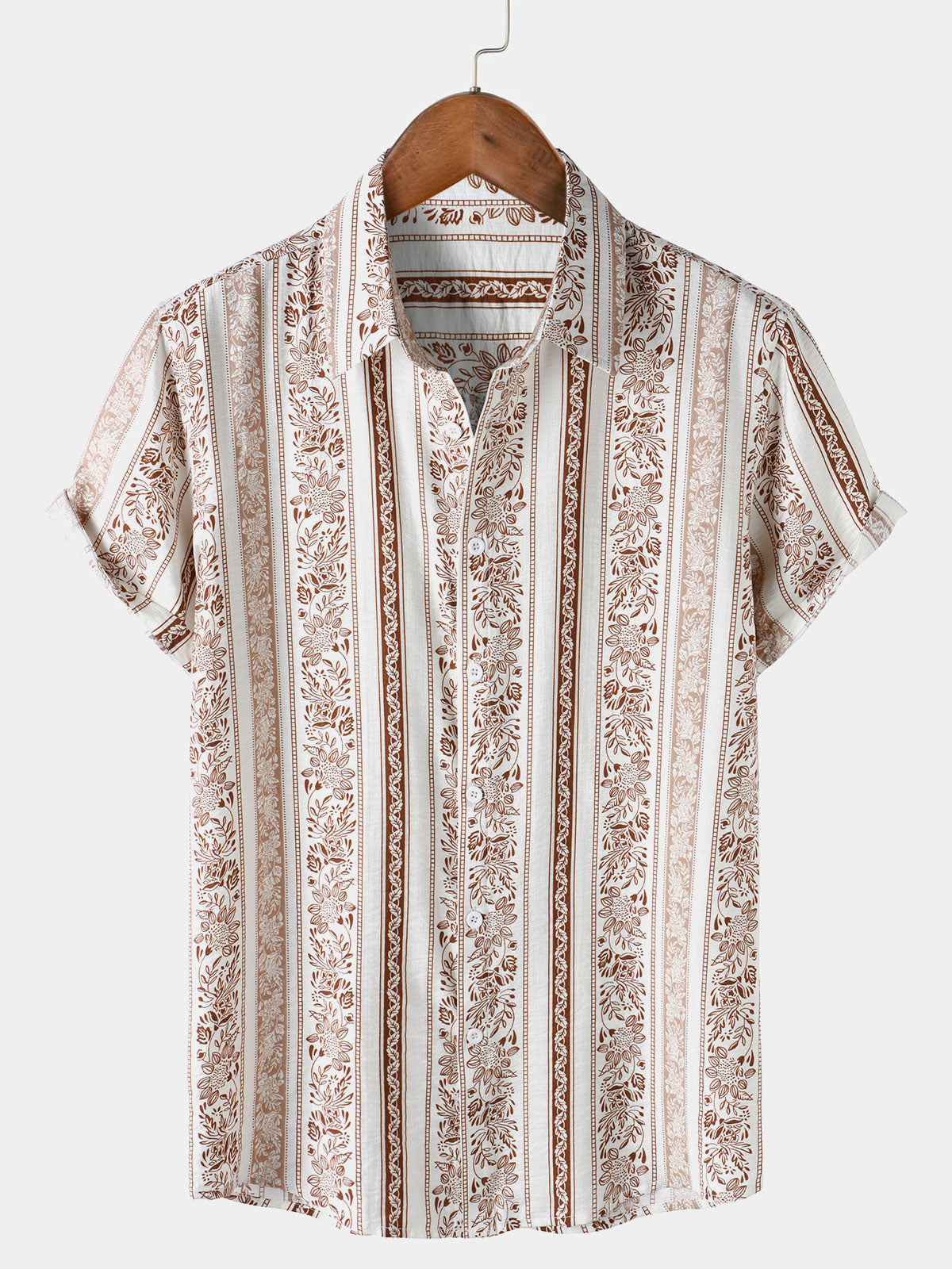 Vintage Ethnic Print Short Sleeve Shirt