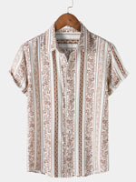 Vintage Ethnic Print Short Sleeve Shirt