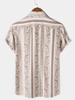 Vintage Ethnic Print Short Sleeve Shirt