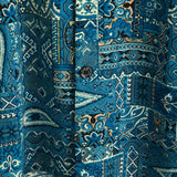 Blue Retro Button-Up Short Sleeve Shirt
