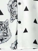 Hawaiian Tiger Print Short-Sleeve Summer Shirt