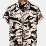 Vacation Retro Abstract Print Short Sleeve Shirt