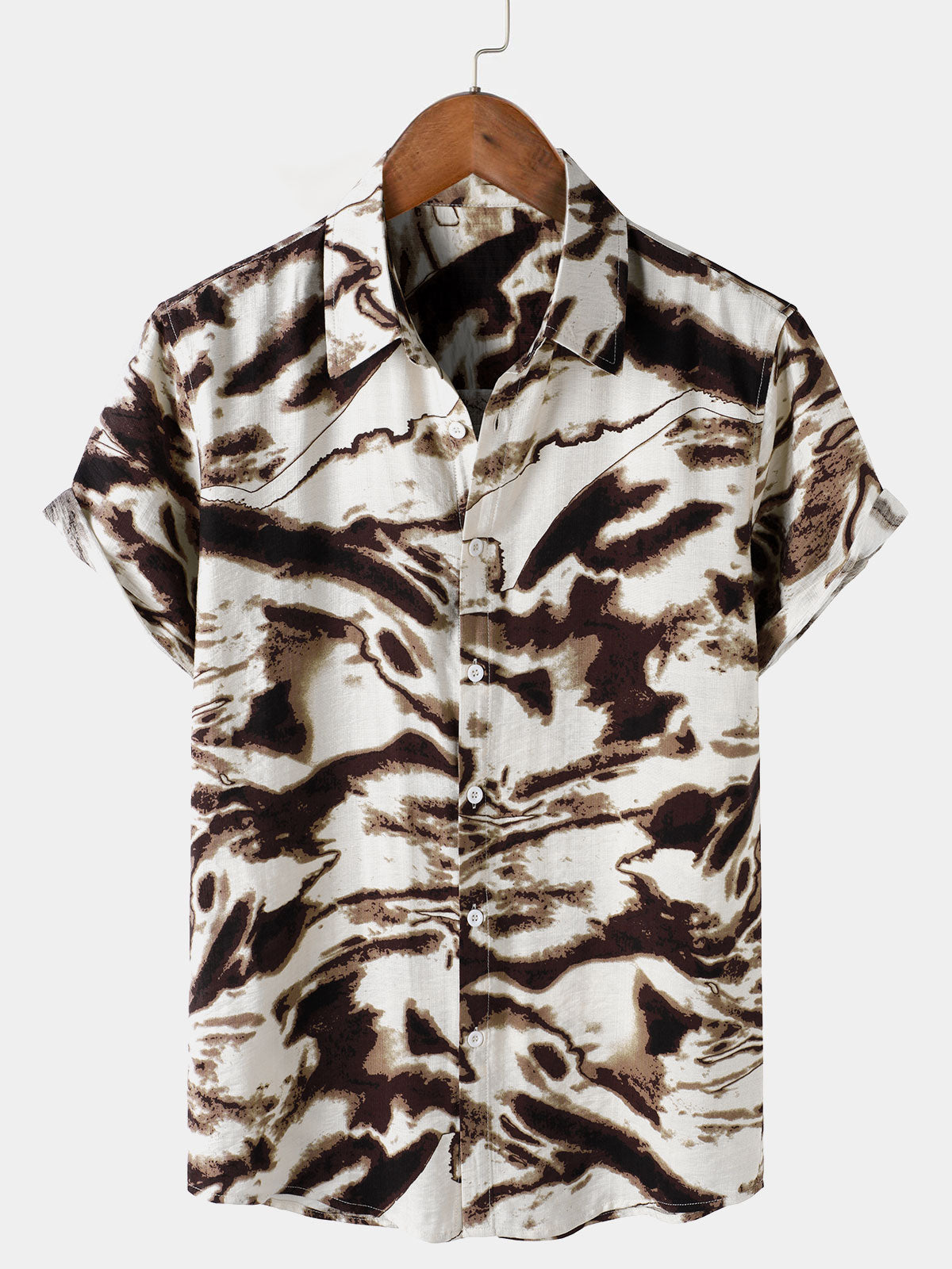 Vacation Retro Abstract Print Short Sleeve Shirt