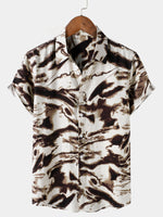 Vacation Retro Abstract Print Short Sleeve Shirt