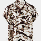 Vacation Retro Abstract Print Short Sleeve Shirt