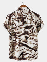 Vacation Retro Abstract Print Short Sleeve Shirt