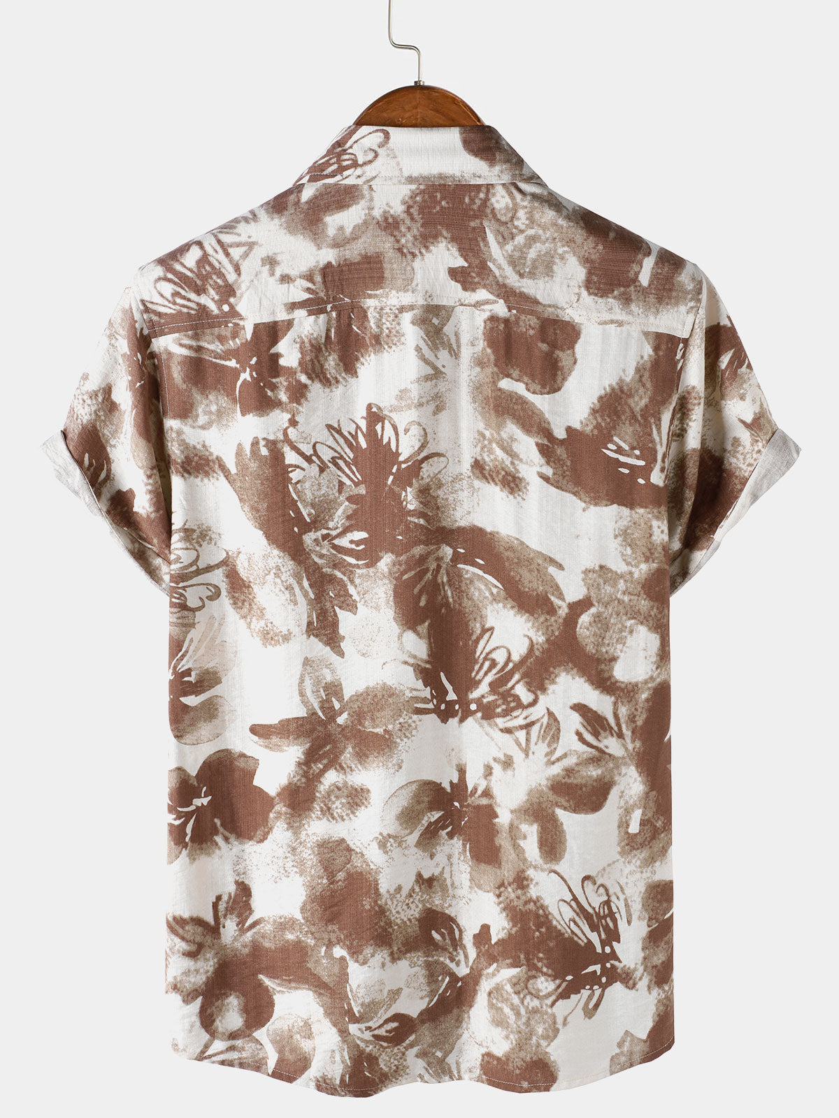 Button-Up Short Sleeve Abstract Floral Print Camp Style Shirt