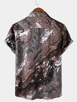 Brown Vacation Abstract Pattern Short Sleeve Shirt
