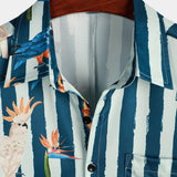 Hawaiian Short-Sleeve Parrot Print Shirt