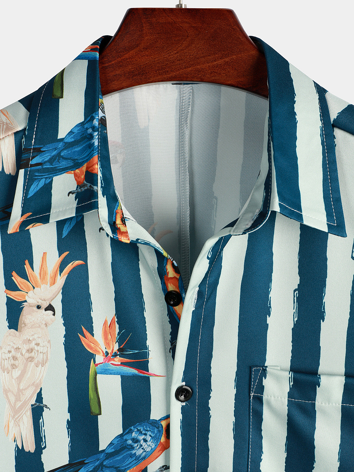 Hawaiian Short-Sleeve Parrot Print Shirt