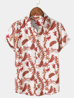 Short Sleeve Flowers and Paisley Holiday Pattern Button-Up Shirt
