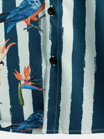 Hawaiian Short-Sleeve Parrot Print Shirt