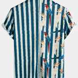 Hawaiian Short-Sleeve Parrot Print Shirt