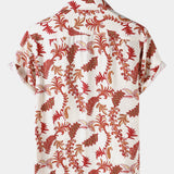 Short Sleeve Flowers and Paisley Holiday Pattern Button-Up Shirt