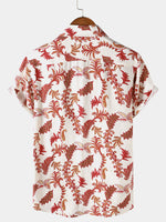 Short Sleeve Flowers and Paisley Holiday Pattern Button-Up Shirt