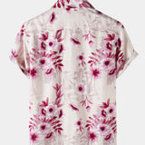 Pink Vacation Floral Button-Up Short Sleeve Shirt
