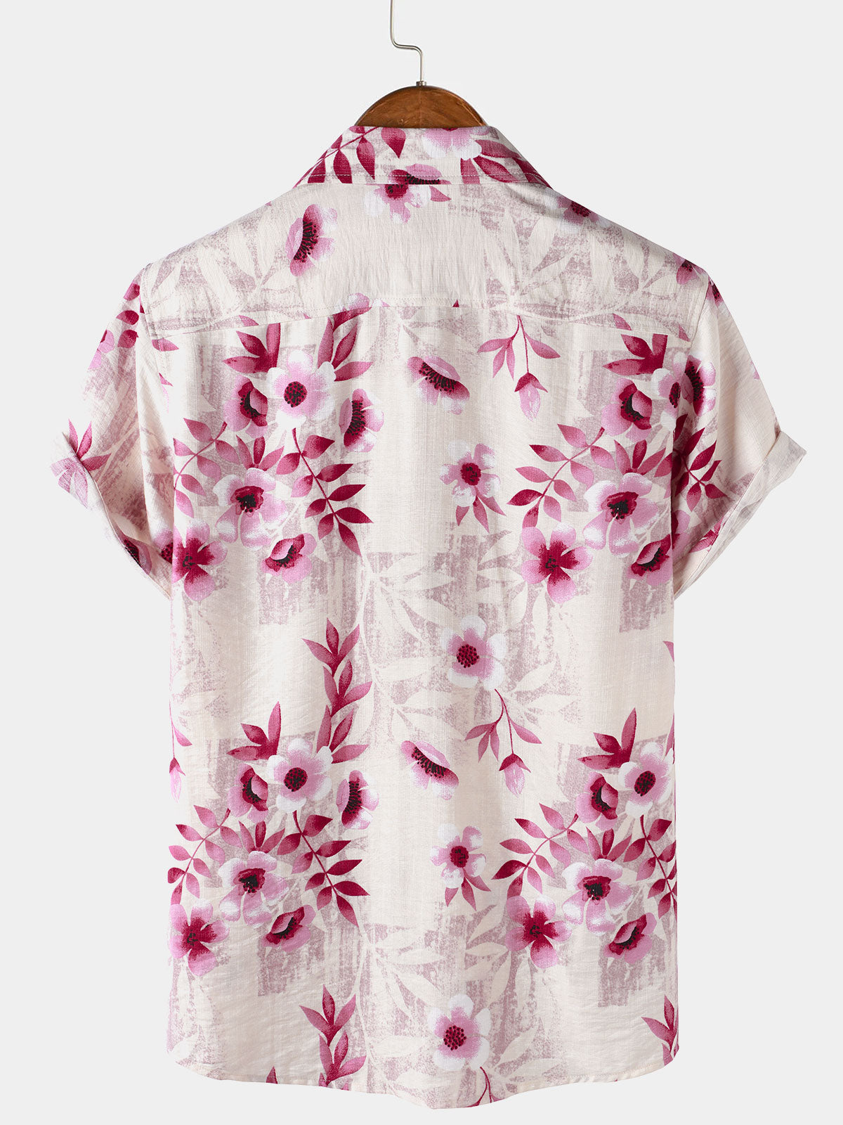 Pink Vacation Floral Button-Up Short Sleeve Shirt