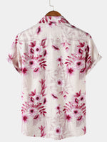 Pink Vacation Floral Button-Up Short Sleeve Shirt