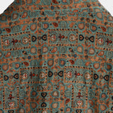 Short-Sleeve Retro Tribal Bohemian Brown Print Vintage 70s Shirt