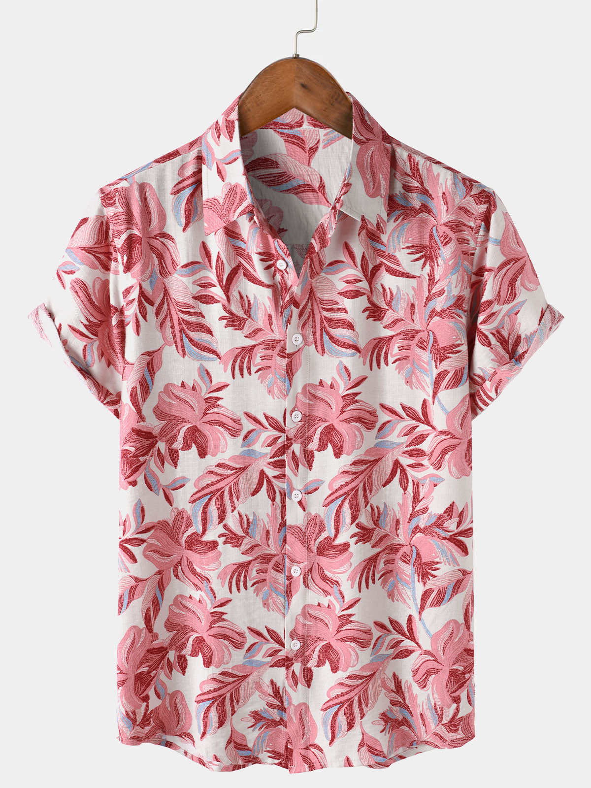 Pink Hawaiian Tropical Floral Short Sleeve Shirt