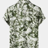 Button-Up Short Sleeve Abstract Botanical Pattern Shirt