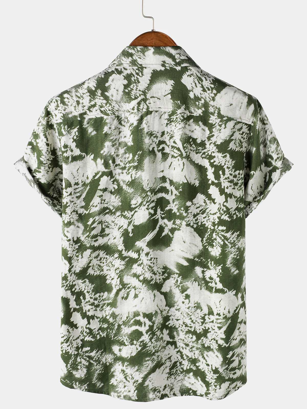 Button-Up Short Sleeve Abstract Botanical Pattern Shirt