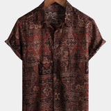 Retro Paisley Print Short-Sleeve Shirt