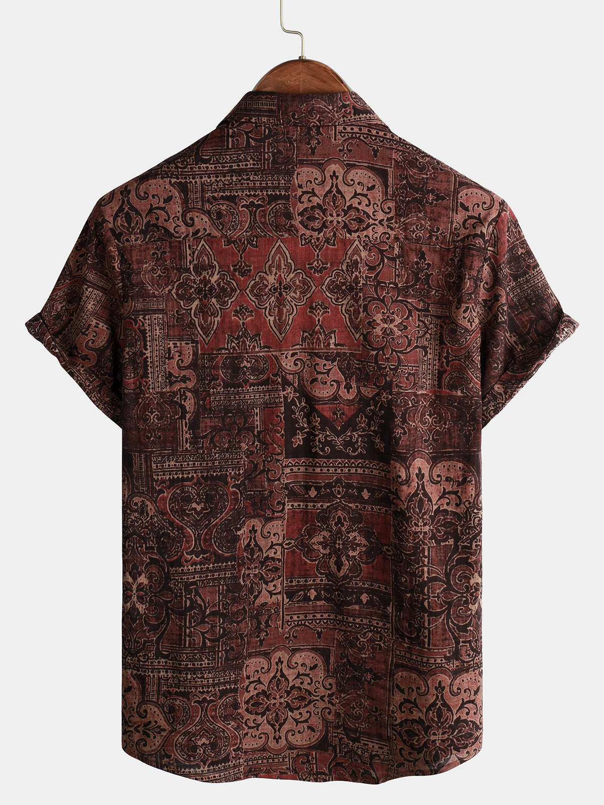 Retro Paisley Print Short-Sleeve Shirt